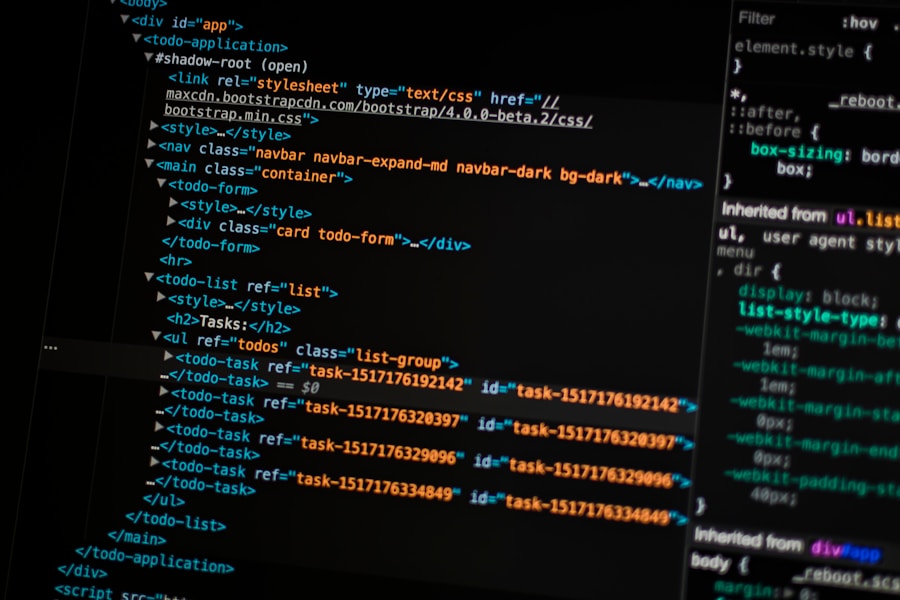 Programming code on monitor