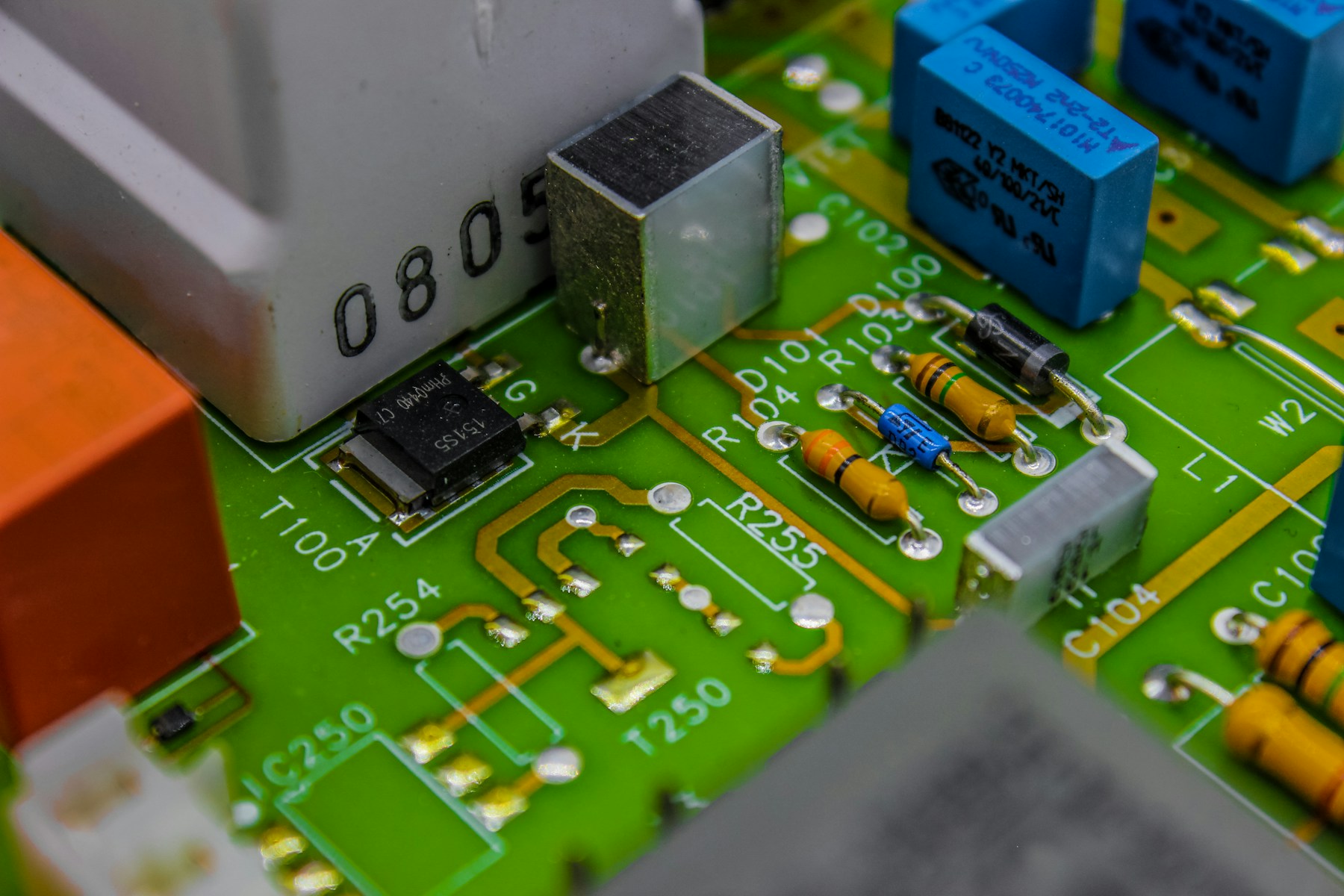 Close-up of circuit board electronic components